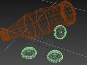 bottle and caps Model 3D