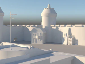 game-optimized model of a medieval port 3D Model