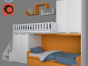 m&oacute;veis para crian&ccedil;as soppalchi kids da moretticompact Modelo 3D