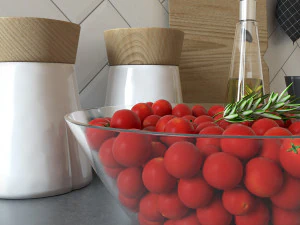 set for kitchen with cherry tomatoes v-raycorona 3D Model