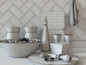 set for kitchen with cherry tomatoes v-raycorona 3D Model