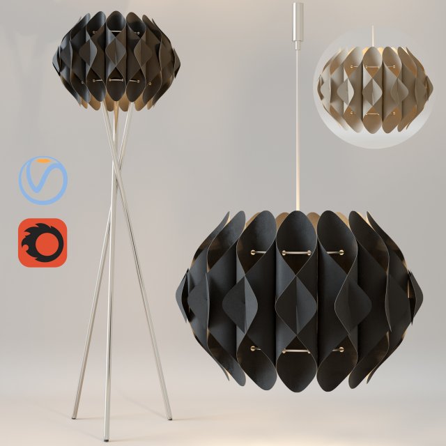 chandelier and floor lamp azzardo ruben corona-vray 3D 模型 .c4d .max .obj .3ds .fbx .stl .blend 