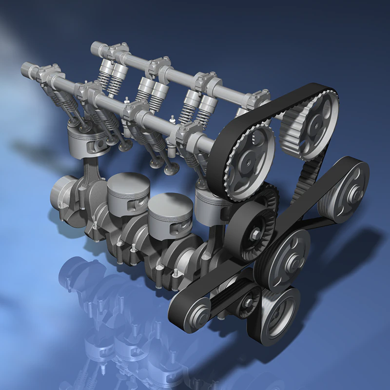 silnik rzędowy czterocylindrowy Model 3D .c4d .max .obj .3ds .fbx .stl .blend 