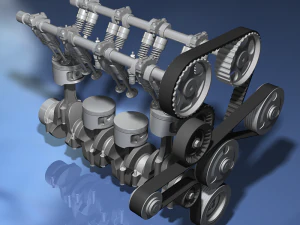 motor sıralı d&ouml;rt silindirli 3D Model