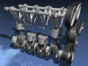 silnik rzędowy czterocylindrowy Model 3D