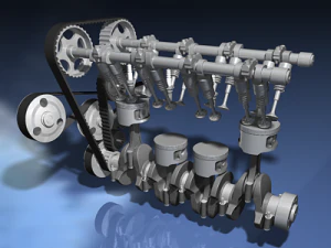 silnik rzędowy czterocylindrowy Model 3D