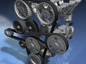 silnik rzędowy czterocylindrowy Model 3D