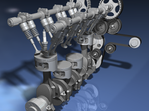 engine inline four-cylinder Modèle 3D