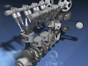 silnik rzędowy czterocylindrowy Model 3D
