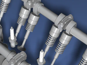 silnik rzędowy czterocylindrowy Model 3D