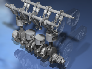 engine inline four-cylinder Modèle 3D