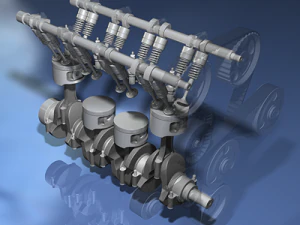 silnik rzędowy czterocylindrowy Model 3D