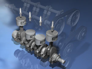 silnik rzędowy czterocylindrowy Model 3D