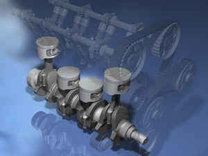 engine inline four-cylinder Modèle 3D