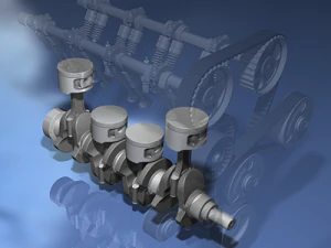 silnik rzędowy czterocylindrowy Model 3D