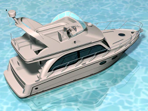 cabin cruiser boat 3D Model