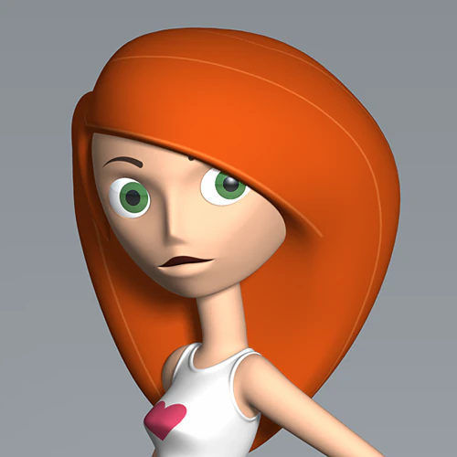 female cartoon character 01 3D Model .c4d .max .obj .3ds .fbx .stl .blend