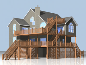 summer beach house exterior 01 3D Model