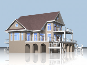 summer beach house exterior 02 3D Model