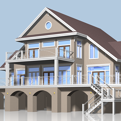 summer beach house exterior 02 3D Model .c4d .max .obj .3ds .fbx .stl .blend 