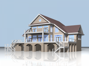 summer beach house exterior 02 3D Model