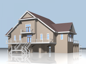 summer beach house exterior 02 3D Model