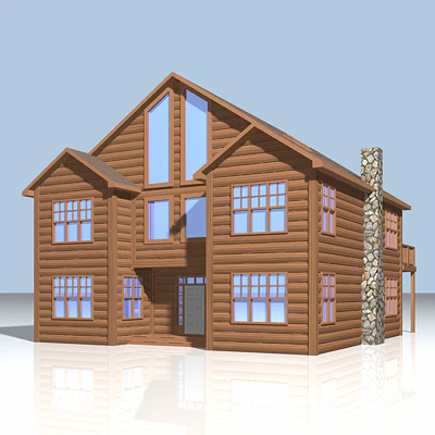 winter log cabin exterior 3D Model .c4d .max .obj .3ds .fbx .stl .blend