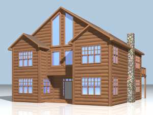 winter log cabin exterior 3D Model