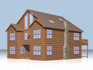 winter log cabin exterior Modello 3D