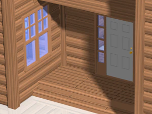 winter log cabin exterior 3D Model