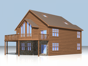 winter log cabin exterior Modello 3D