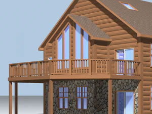 winter log cabin exterior 3D Model
