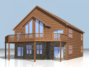 winter log cabin exterior Modello 3D