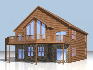 winter log cabin exterior 3D Model