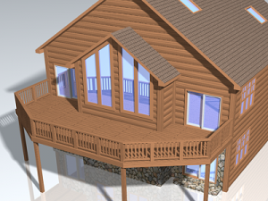 winter log cabin exterior Modello 3D