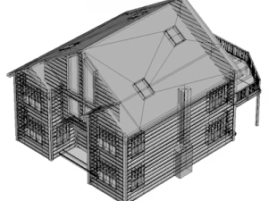 winter log cabin exterior 3D Model