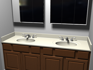 bathroom vanity sink and light fixture 3D Model