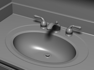 bathroom vanity sink and light fixture 3Dモデル