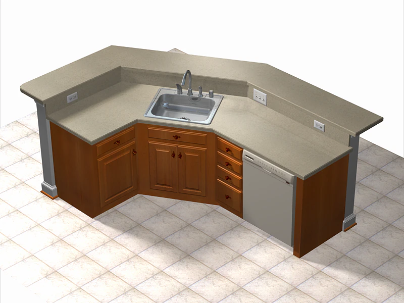 kitchen island 3D Model .c4d .max .obj .3ds .fbx .stl .blend 