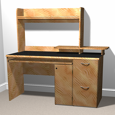 wooden computer desk 3D Model .c4d .max .obj .3ds .fbx .stl .blend 