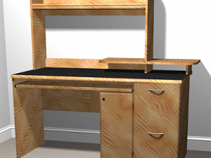wooden computer desk 3D Model
