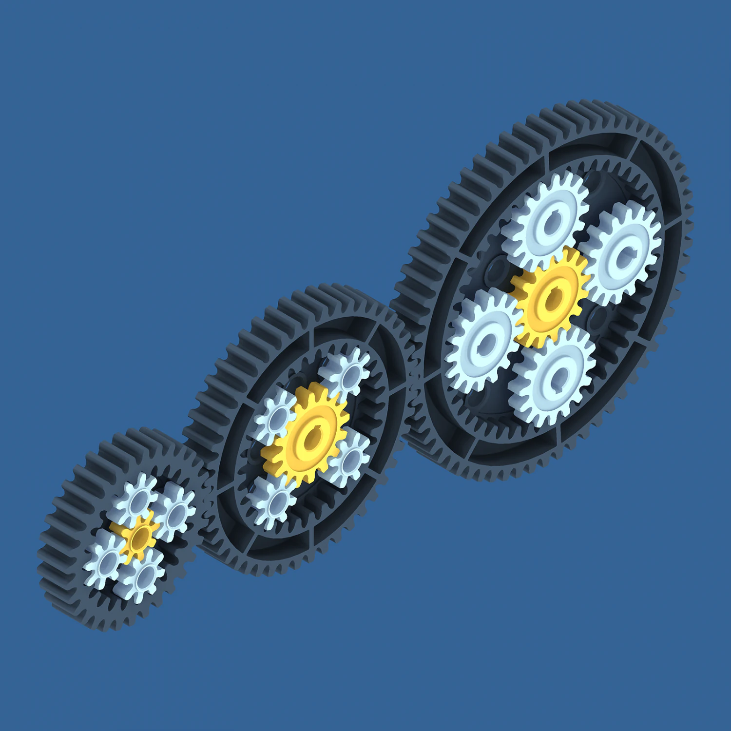 planetary gear collection 01 3D Print Model .c4d .max .obj .3ds .fbx .stl .blend 