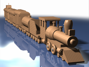 wooden train toy 3D 模型