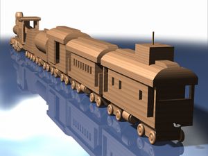 wooden train toy 3D 模型