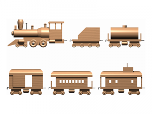 wooden train toy 3D 模型