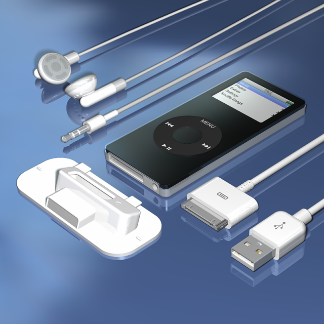 mp3 music player with accessories 3D 모델 .c4d .max .obj .3ds .fbx .stl .blend 