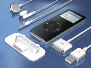mp3 music player with accessories 3D Model