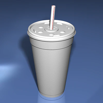 styrofoam cup with plastic lid and straw 3D Model .c4d .max .obj .3ds .fbx .stl .blend 