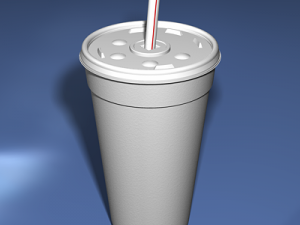 styrofoam cup with plastic lid and straw 3D Model