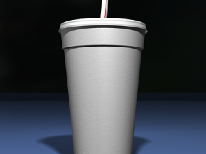 styrofoam cup with plastic lid and straw 3D-Modell